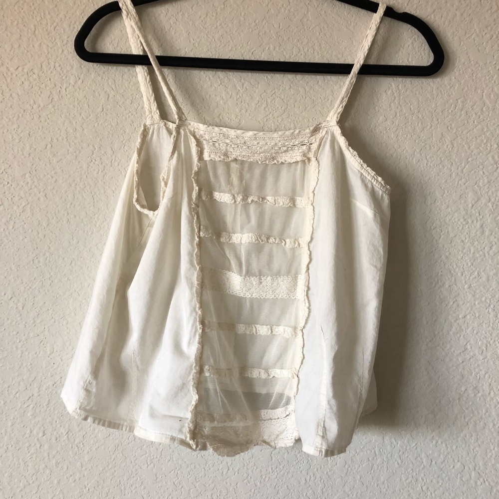 American Eagle Cream Mesh Tank